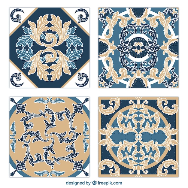 azulejos hojas ornamentales fijaron
