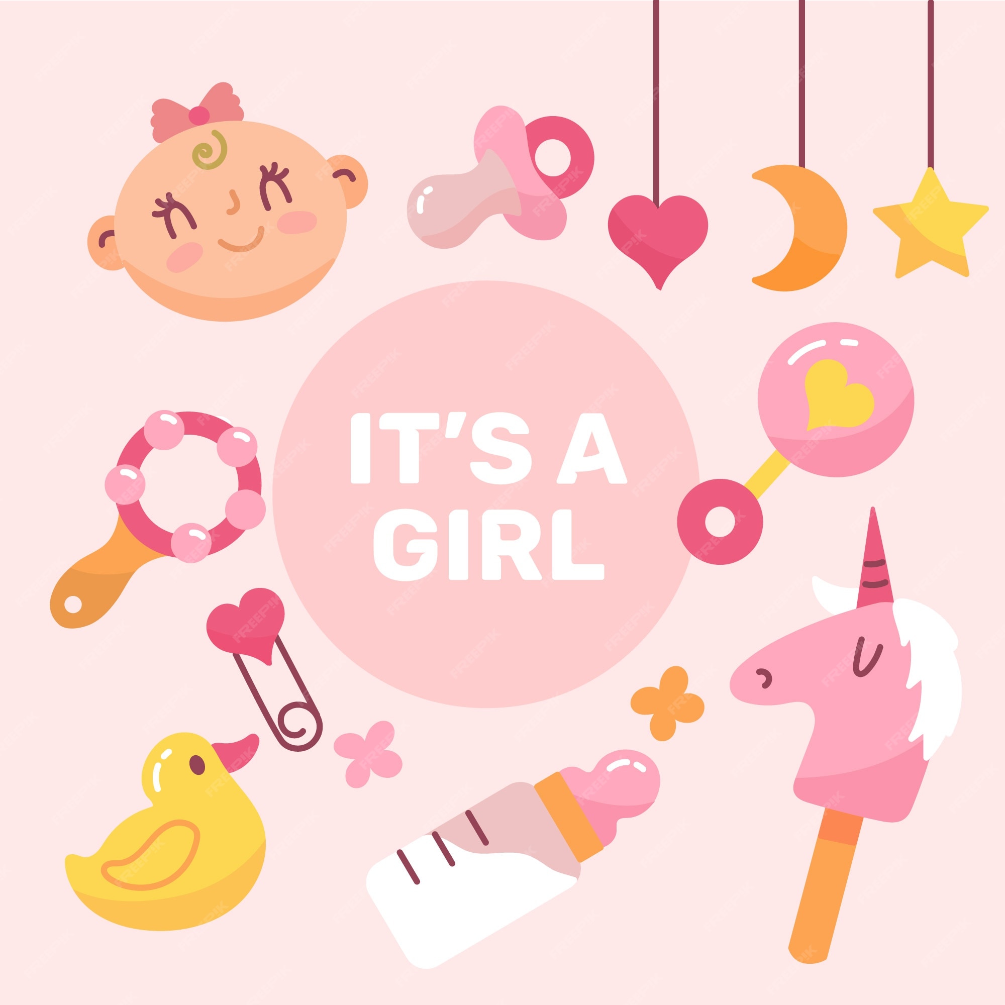 Baby shower niña fondo de pantalla con juguetes | Vector Gratis Baby shower niña fondo de pantalla con juguetes | Vector Gratis