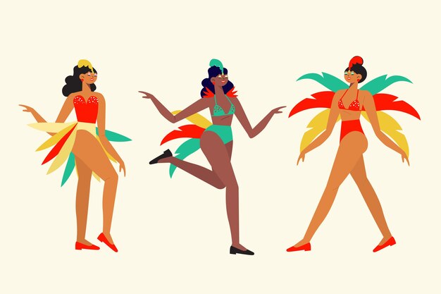 Bailando y moviendo personas carnaval brasileño