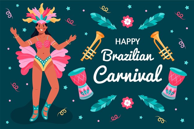 Bailarina de carnaval brasileño dibujado a mano