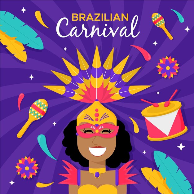 Bailarina de carnaval brasileño plano