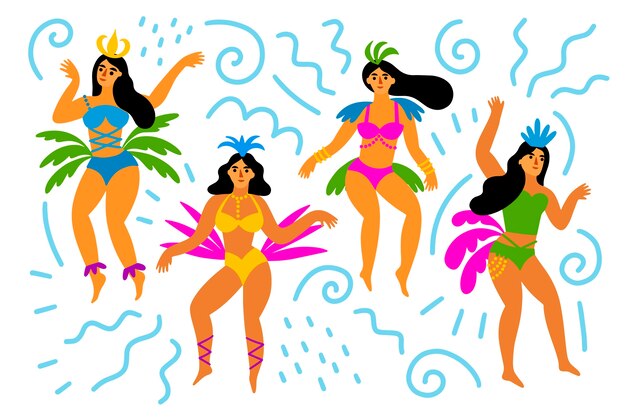 Bailarinas brasileñas de carnaval pasando un buen rato