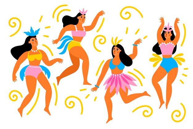 Bailarinas brasileñas de carnaval con ropa colorida