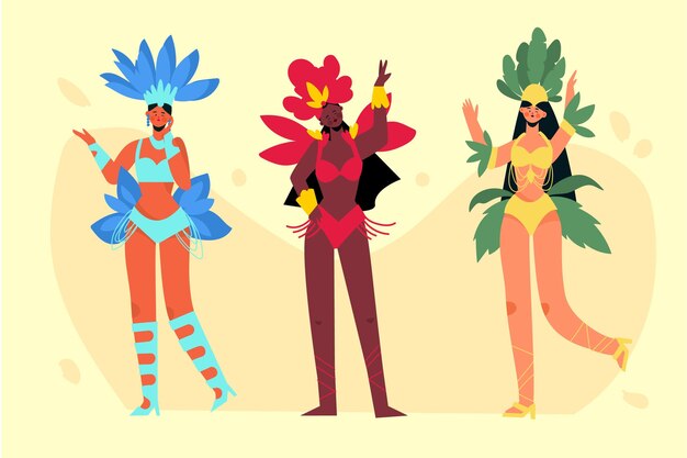 Bailarines brasileños con disfraces