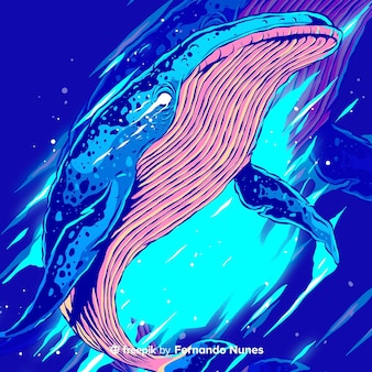 ballena salvaje abstracta colorida ilustrada