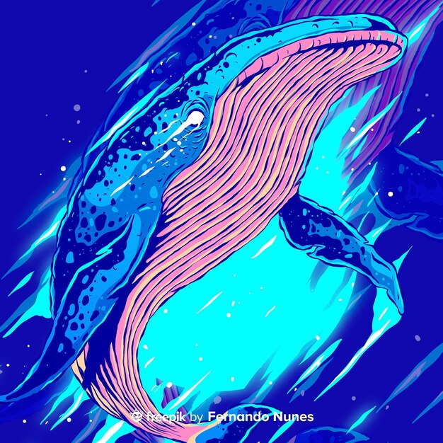 Ballena salvaje abstracta colorida ilustrada