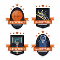 Vector gratuito baloncesto deporte conjunto de emblemas