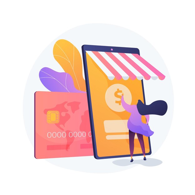 Banca móvil, aplicación de banca electrónica. Billetera digital, sistema de pago online, aplicación bancaria. Servicios financieros modernos, elemento de diseño de idea de pago electrónico.