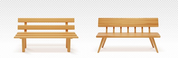 Banco de madera para el parque o el patio trasero, vista frontal