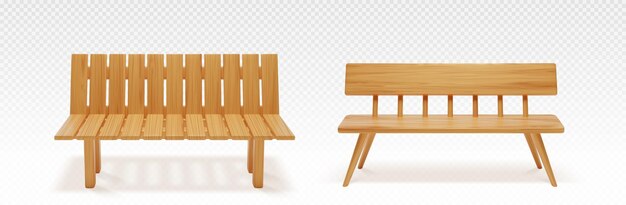 Banco de madera para el parque o el patio trasero, vista frontal