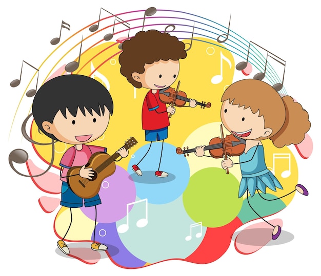 Vector gratuito banda de música infantil doodle