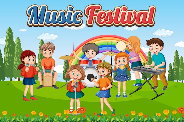 Banda de música para niños en el parque