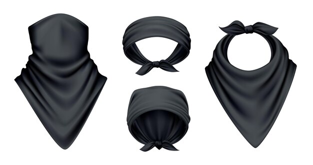 Bandana bufanda bufanda pañuelo reailstic negro conjunto