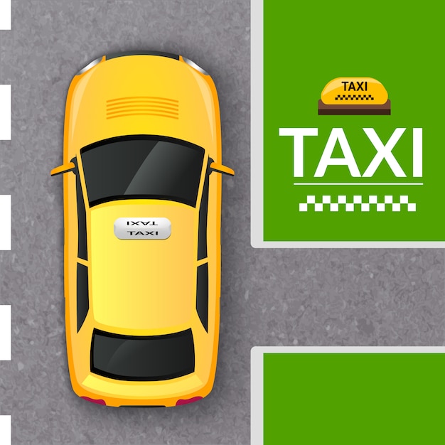 Bandera amarilla de la vista superior de la cabina de taxi