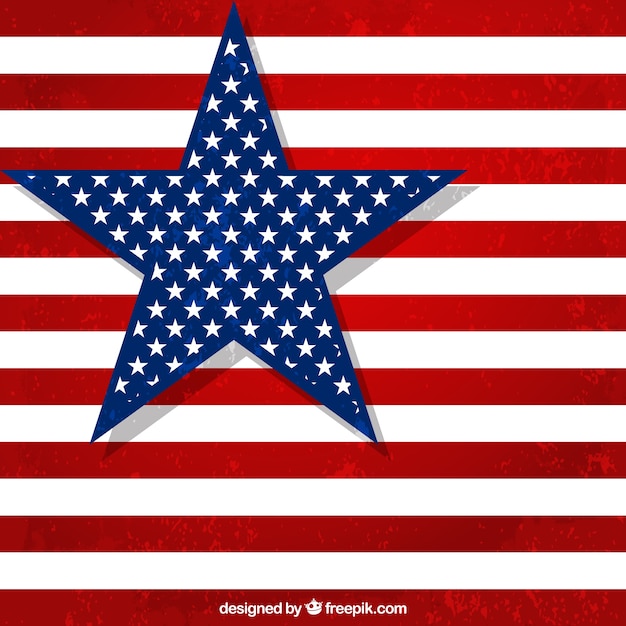 Bandera americana con estrella grande