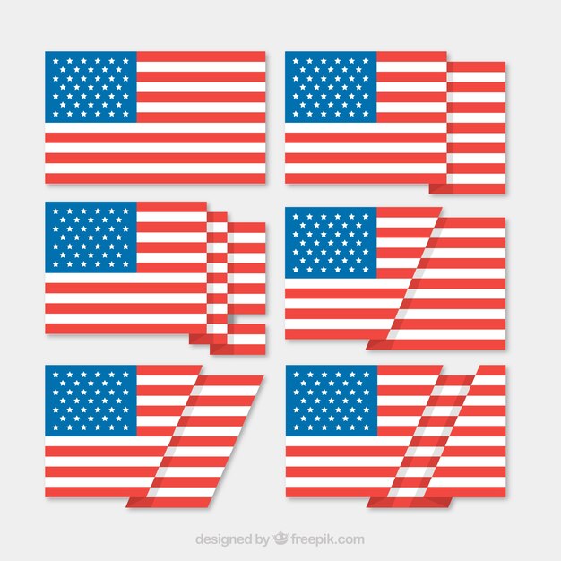 Bandera americana con seis diseños diferentes