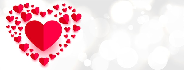 Bandera de amor de estilo de corazones de papel hermoso