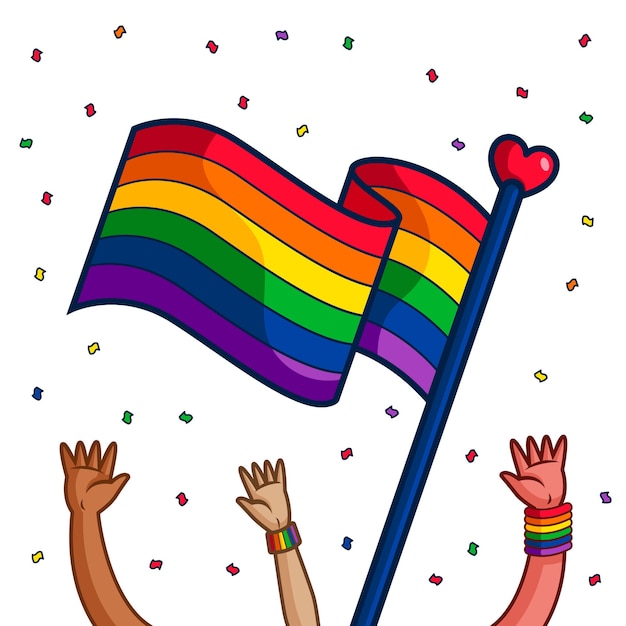 Bandera del arco iris en concepto del día del orgullo