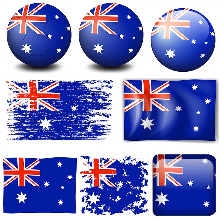 Vector gratuito bandera de australia en la ilustración de diferentes elementos