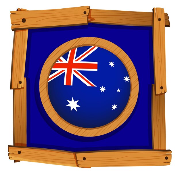 Bandera de australia en marco de madera