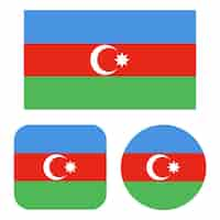 Vector gratuito bandera de azerbaiyán en rectángulo cuadrado y circe