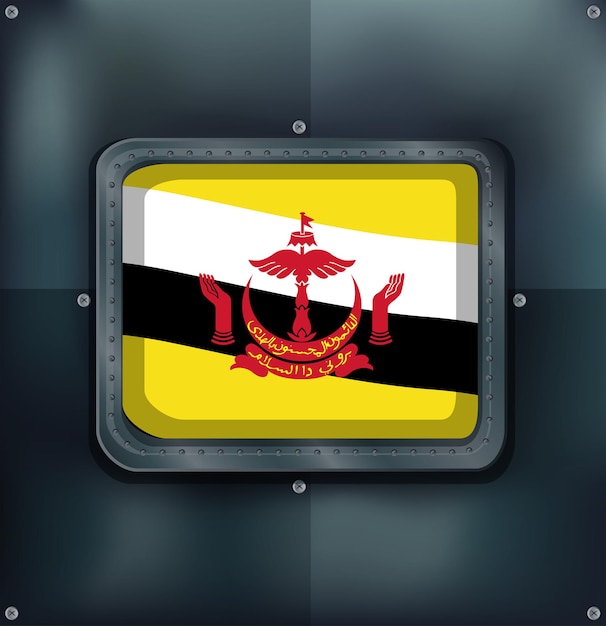 Bandera de Brunei sobre estructura metálica