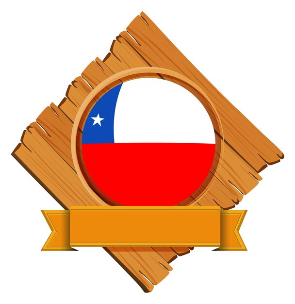 Bandera de Chile en placa redonda con banner