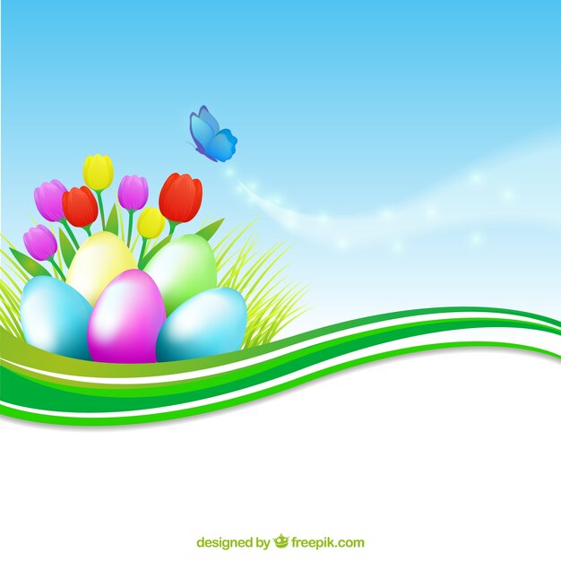 Bandera colorida con los huevos de Pascua