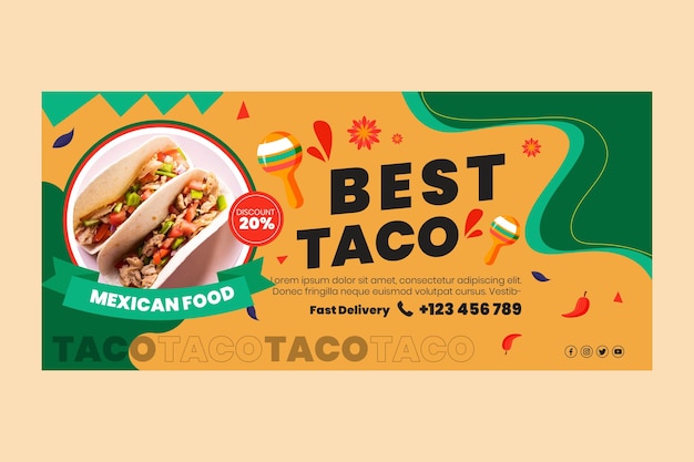 Vector gratuito bandera de comida mexicana