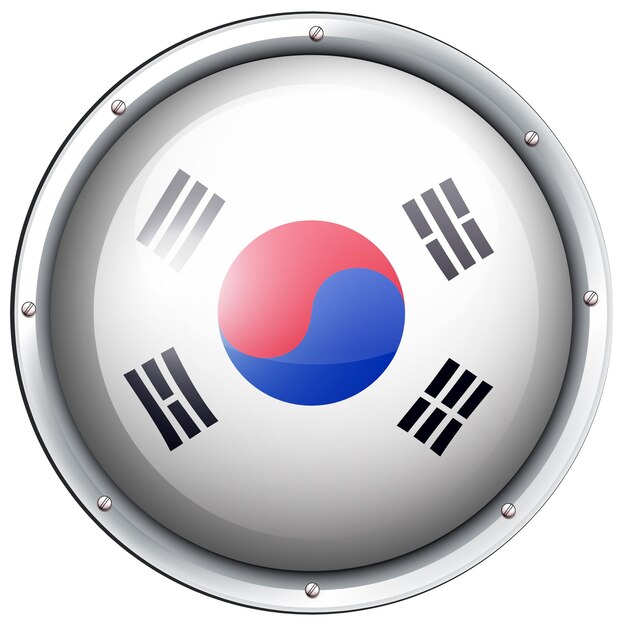 Bandera de Corea del sur en marco redondo