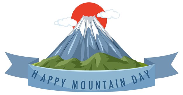 Bandera del día de la montaña en Japón con el monte Fuji aislado