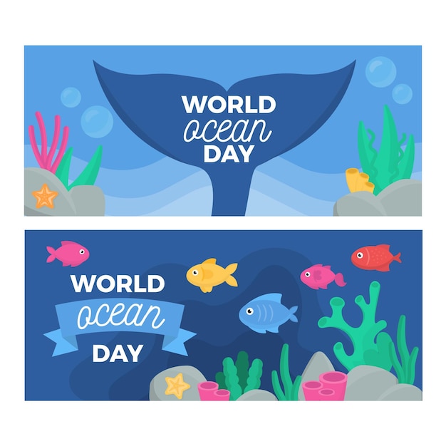 Vector gratuito bandera del día mundial de los océanos