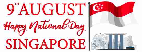 Vector gratuito bandera del día nacional de singapur con la bandera de singapur