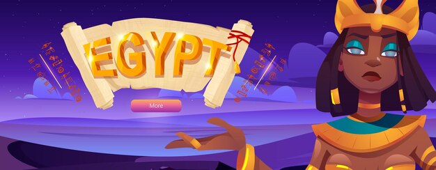 Bandera de Egipto con desplazamiento de papiro y cleopatra