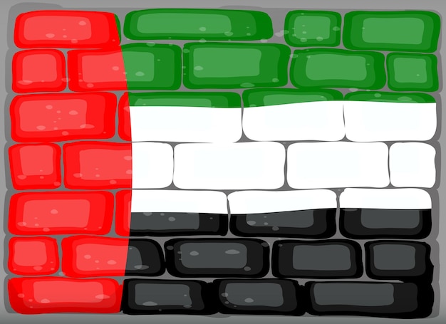 Vector gratuito bandera de los emiratos árabes unidos en la pared