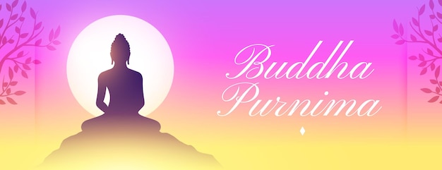 Vector gratuito bandera festiva de la cultura hindú de buda purnima con decoración de árbol de bodhi