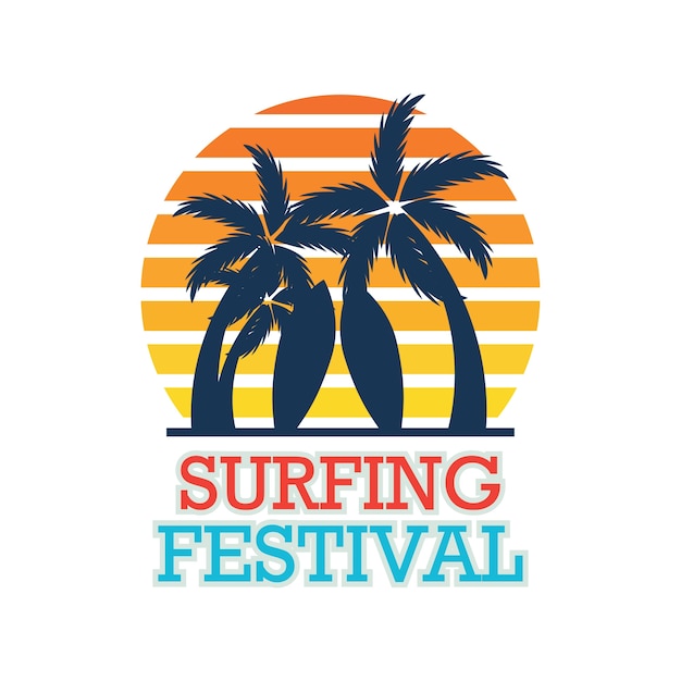 Vector gratuito bandera del festival de surf para la competencia de surf. ilustración vectorial