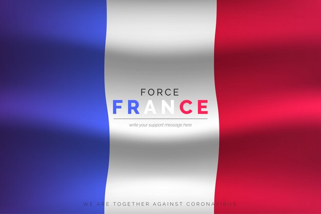 Bandera francesa realista con mensaje de soporte