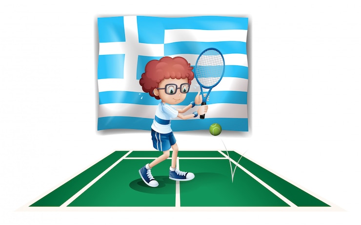Vector gratuito la bandera de grecia y el tenista.