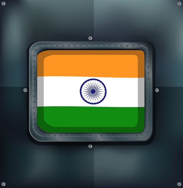 Bandera de la india sobre fondo metálico