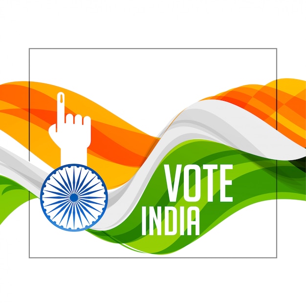 Bandera india tricolor con mano de voto