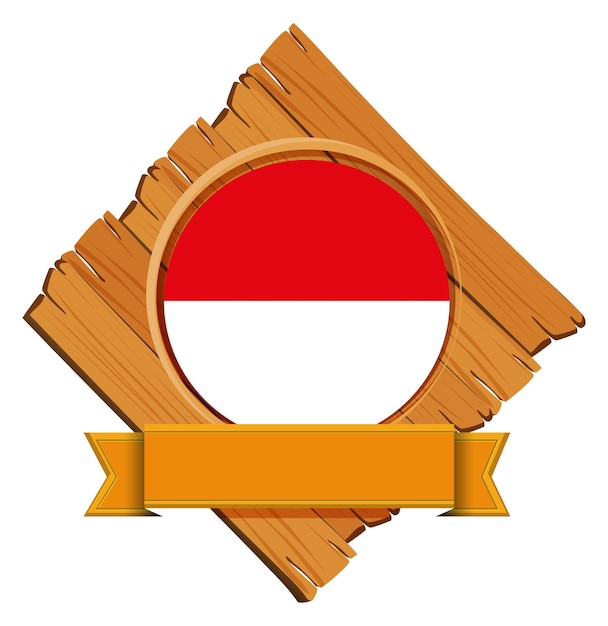 Bandera de indonesia en tablero de madera