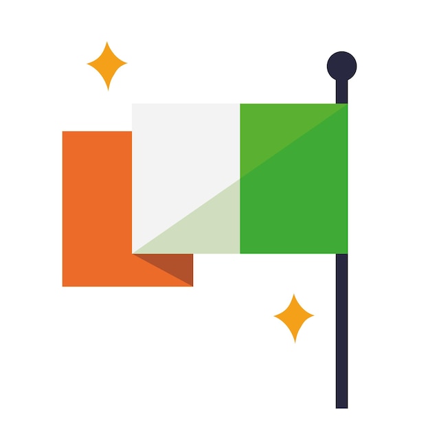 Vector gratuito bandera de irlanda en el poste