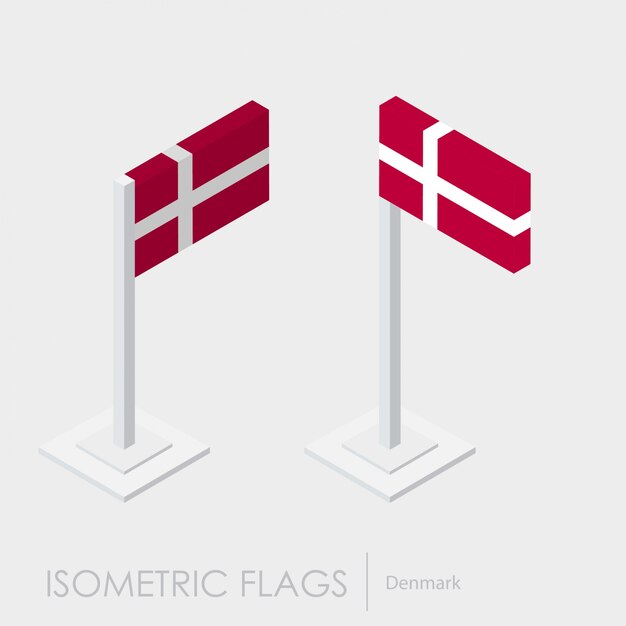 Bandera isométrica de Dinamarca