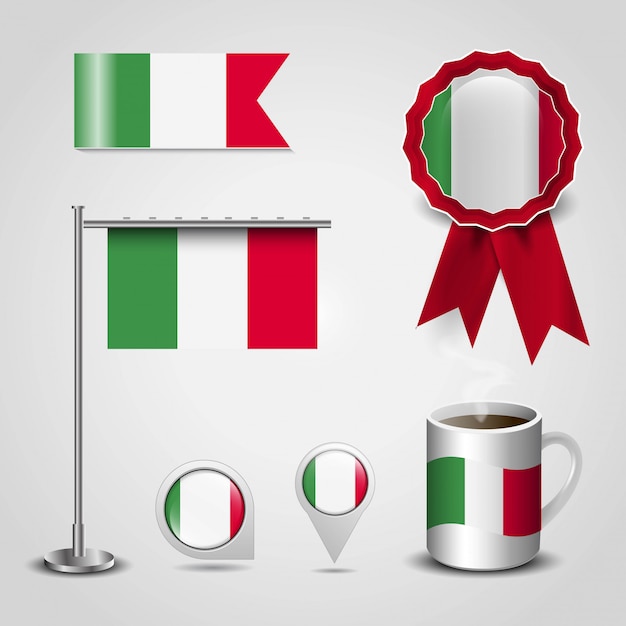 Bandera de italia con vector de diseño creativo