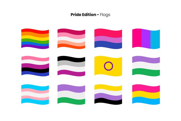 Bandera lgbt plana dibujada a mano del mes del orgullo