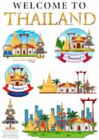 Vector gratuito bandera del logotipo de la señal de bangkok tailandia