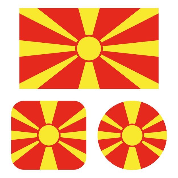 Bandera de macedonia en rectángulo cuadrado y círculo