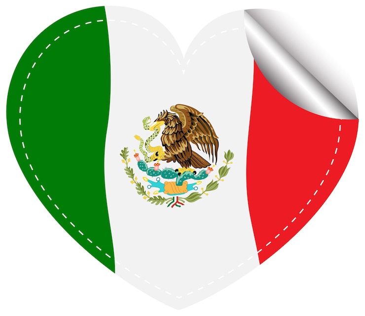 Vector gratuito bandera de méxico en forma de corazón