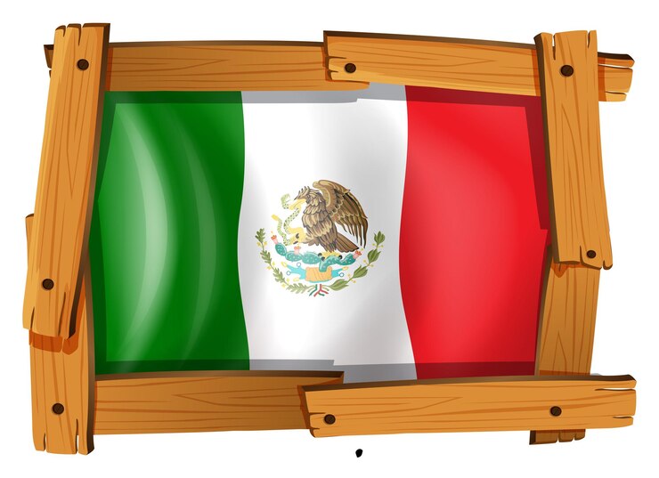 Vector gratuito bandera de méxico en marco de madera